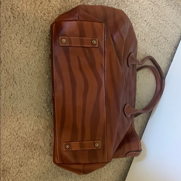 Dooney & Bourke Cognac Charleston Shopper Tote Zebra Leather Tote Bag - Picture 16 of 16